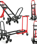 Heavy Duty Stair Climbing Hand Truck With 1000 Pounds Capacity 4 In 1 Convertible Dolly Cart Foldable Platform Utility Cart Red
