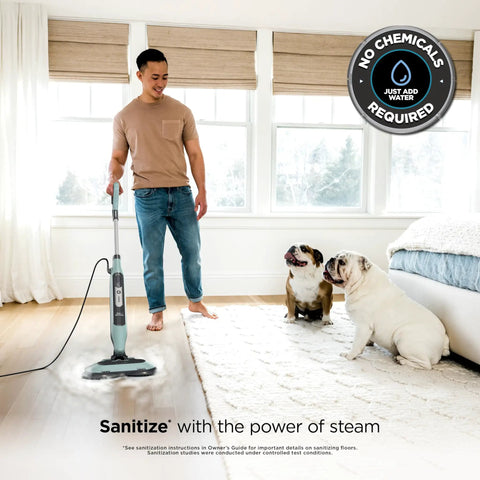Heavy Duty Steam And Scrub Mop For Hard Floors All In One Deep Cleaning Game Changer sleek grey mop sanitizing hardwood floor.