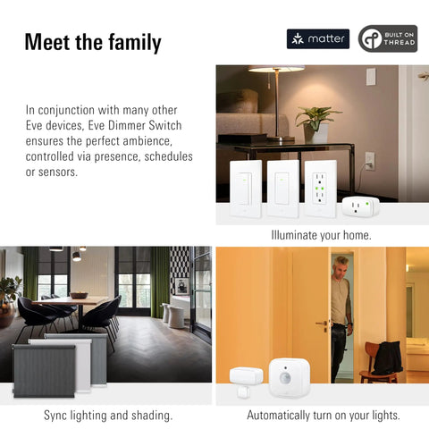 Matter Smart Dimmer Switch For Single-Pole Wiring With Neutral Wire, Compatible With Alexa and Smartthings, family of smart devices.