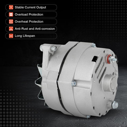High Output One Wire Self Exciting Alternator Replacement ADR0335 For GM Chrome Finish Fits Chevy G30 Van 1974 1975 1982 K10 K20
