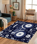 Farmhouse Style Non Slip Tractor Truck Carpet 5X8 Area Rug for Bedroom with floral design in a cozy living room setting.