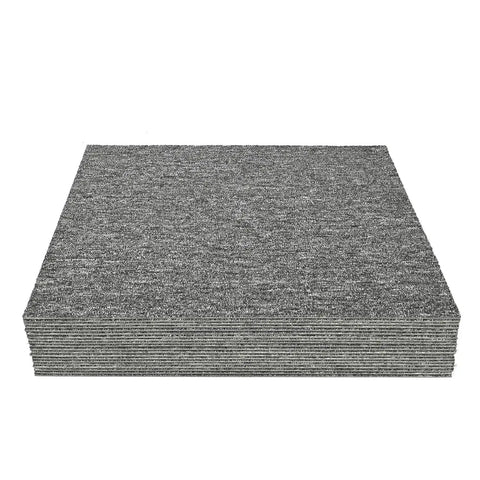 Stack of 20 Pack Commercial Carpet Tiles 20x20 Inches Reusable Carpet Squares with PVC Back for Home Office Light Gray