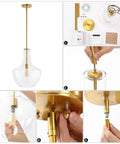 Oil Rubbed Bronze 13.25 Inch Mid Century Modern One Light LED Pendant Light Fixture With Clear Glass Shade components