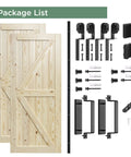 Double 30x80 Inch Solid Wood Barn Door Kit With Bypass Sliding Hardware For 51x80 Inch Opening, Unfinished Surface Ready To Stain