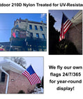 Heavy Duty 3x5 Ft American Flag For Porch Or Yard Made In USA FMAA Certified UV Resistant 210D Outdoor Nylon With Embroidered Stars
