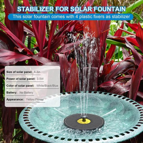 Solar Powered Bird Bath Fountain Pump With Glass Panel 3.5W No Battery Outdoor Water Fountain Kit in garden setup