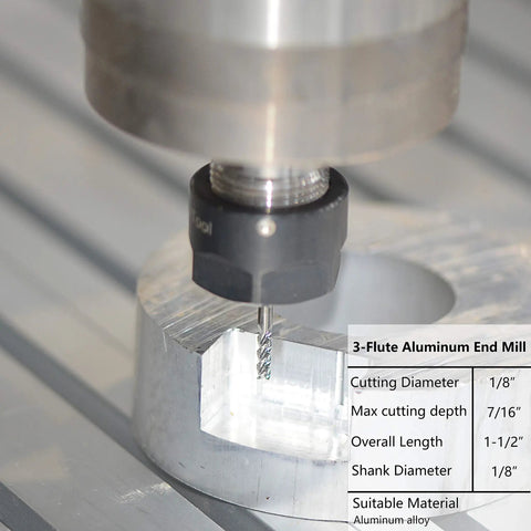 One Eighth Inch Aluminum End Mills Three Flute Flat Top Cnc Spiral Router Bits Upcut For Aluminum And Non Ferrous Metals Beefy