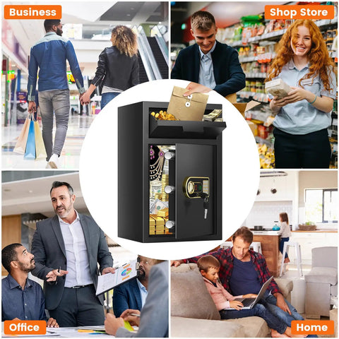 Beefy 5.8 Cu Ft Drop Safe Box For Business With Anti Theft Money Drop Depository, Lock And Slot, Digital Keypad, Heavy Duty Safe
