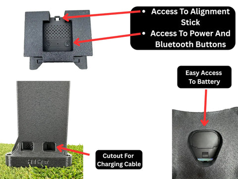 Beefy ABS Protective Case For Square Golf Launch Monitor With Polycarbonate Shield and Full Button Access showing various functionality