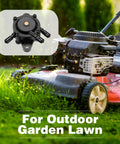 Four Pack Lawn Mower Fuel Pumps Replacement Kit For Easy Starts No Fuss Durable Black Pumps Compatible With 491922 691034 692313 808492 808656 808281 Engines Save Time And Energy On Yard Work shown next to a red lawn mower on grass.