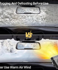Portable 12V Car Heater Brings Road Trip Ready Warmth Straight To Your Dash For Quick Windshield Defrosting With Easy Plug And Play Cigarette Lighter Setup For Any Winter Drive, before and after use defrost comparison