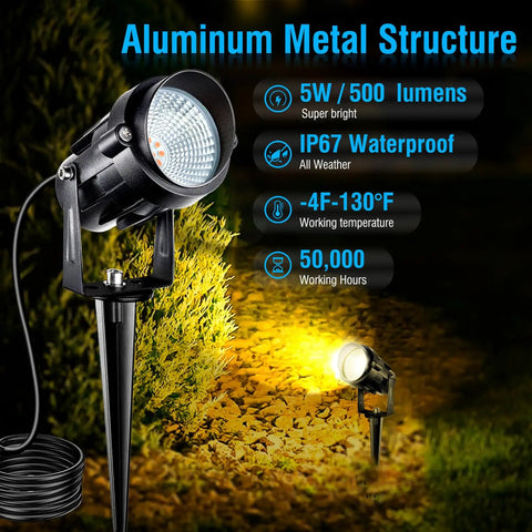 Low Voltage Landscape Lighting With Connectors DIY Friendly AC DC 12 24V IP67 Waterproof 3000K Warm White Outdoor Spotlights
