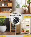 8 Pack Self Adhesive Caster Wheels 1 Inch For Appliance Sliders And Furniture Storage Bins with applications shown on bookcase, flower stand, planters, and storage box.