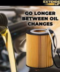 Extended Life Oil Filter Up To 10000 Miles PG99500EX For Porsche Cayenne Q7 Q8 SQ5 S5 Macan 2018-2025 next to pouring oil