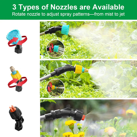 Three mist nozzles for Electric Sprayer Wand For Lawn And Garden, 23.6 Inch Telescopic Battery Powered Sprayer