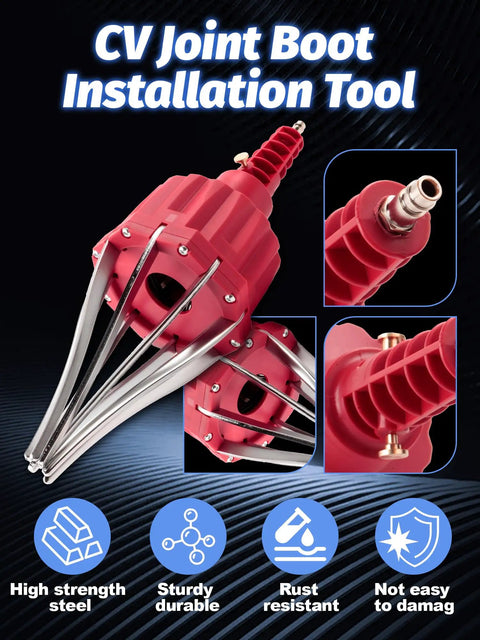 Pro Grade Pneumatic CV Joint Boot Installation Tool Kit with Expander, steel arms, and durable red rubber casing