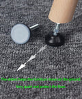 Premium Adjustable Furniture Levelers With Super Slick PTFE Swivel Feet For Tables And Couches No Sweat Rattle Fix Quarter Inch 20 Thread Shank Nuts Included Solid Four Pack on a carpet.