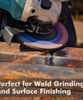 Pro Grade Metal Prep Kit for Angle Grinder with 25 Pack Strip and Flap Disc Set grinding rusted metal, sparks flying