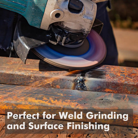 Pro Grade Metal Prep Kit for Angle Grinder with 25 Pack Strip and Flap Disc Set grinding rusted metal, sparks flying