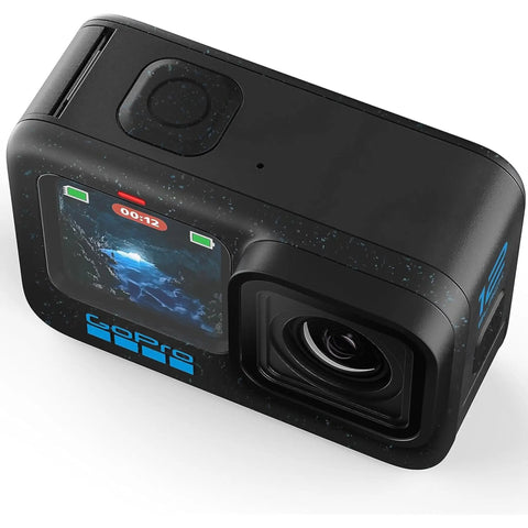 Premium Waterproof Action Camera Bundle With 5.3K60 Video And 27Mp Photos features a rugged design with recording indicator.