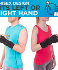Two people wearing Radial Nerve Palsy Splint For Wrist Drop Relief, Dynamic Wrist Extension Brace, one size, on left and right hands.