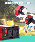 Heavy Duty 1200W Car Power Inverter Cranks Out DC 12V To 110V AC With Tough Steel Shell and Crisp LCD Display Panel for Truck RV and Weekend Cruises in camping setting