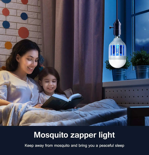 2 In 1 Mosquito Killer Lamp LED Bug Zapper Bulb For Indoor And Outdoor Use in bedroom window, providing quiet mosquito protection