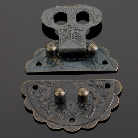 Antique Brass Hasp Lock For Vintage Boxes And Jewelry Boxes, 40mm Iron Door Latch With Screws, Decorative Drawer Latch Detail