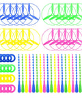 40 Sets Outdoor Flying Discs With Launchers For Kids, colorful dragonfly disc flyers, non-toxic plastic, party favors in assorted colors.
