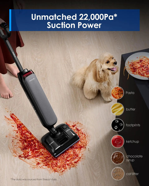 Kick Dust With This Badass Wet Dry Vacuum Cleaner Packing 22kpa Suction And Fifty Min Runtime For Floors That Look Fresh on wooden floor with spaghetti mess.
