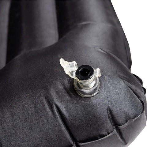 Close-up of valve on Self Inflating Sleeping Pad With Pillow And Arm Rest For Camping Waterproof Foldable Lightweight Air Mattress