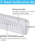 Shop Tested Heavy Duty Clear Flexible Dust Collection Hose 1 1/2 Inch By 20 Feet, thickened clear PVC tube with helix reinforcement.