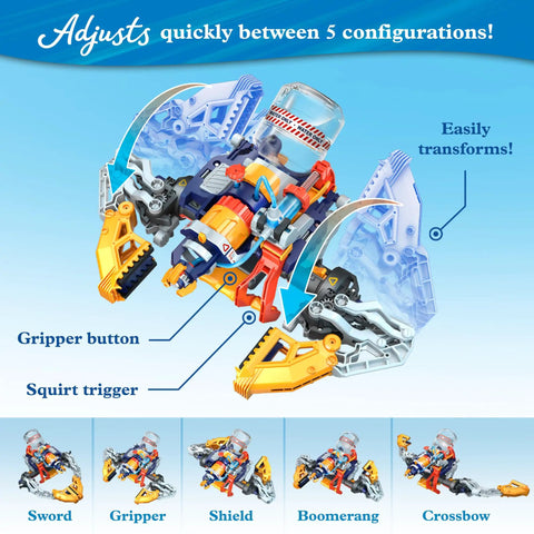 Wearable Hydraulic Water Blaster Kit With 150 Pieces Lets You Build Five Models And Soak Opponents From Up To Twenty Feet