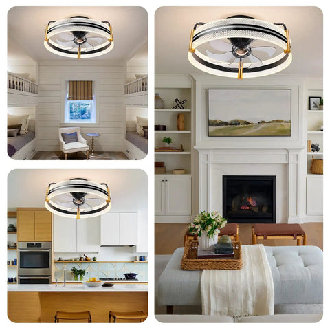 Interiors with 20 Inch Bladeless Ceiling Fan With Light And Remote, Low Profile Flush Mount, Modern Enclosed Ceiling Fan