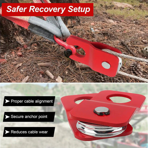 Beefy Winch Snatch Block 8000 Lbs Heavy Duty Recovery Pulley For ATV UTV Off Road Use Fits One Quarter To Five Sixteenths Inch Winch Cable Load Doubling And Direction Change Red, red snatch block on winch cable for ATV recovery