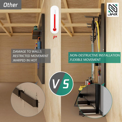 Comparison of wall-mounted vs free-standing Garage Pegboard Tool Organizer with 21 Pegboard Storage Hooks, ideal for garden gear