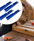 Awesome 4 Piece Woodworking T Slot Tracks Aluminum Jig Set With Pre Drilled Holes, 20cm length, in blue for DIY projects.