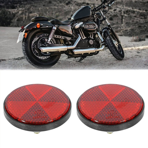 Pair Red Plastic Reflective Warning Reflectors With Universal Screw Mount For Motorcycle And Bike M6x1.0 Thread Durable High Visibility Simple Install Built For Long Lasting Use Ride Ready For Day Or Night Riding