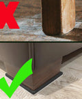Comparison of furniture without and with 4 Inch Square Felt Sliders For Hard Floors, Heavy Duty Reusable Furniture Movers