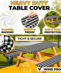 Waterproof Fitted Picnic Table Cover Set For Six Foot Tables With Elastic Edges Includes Bench Covers 72 By 30 Inch Tablecloth