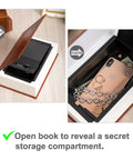 Discreet Bible Themed Diversion Safe With Real Pages 9.3 By 6.1 By 2.3 Inches Hidden Money Box With Combo Lock open revealing contents