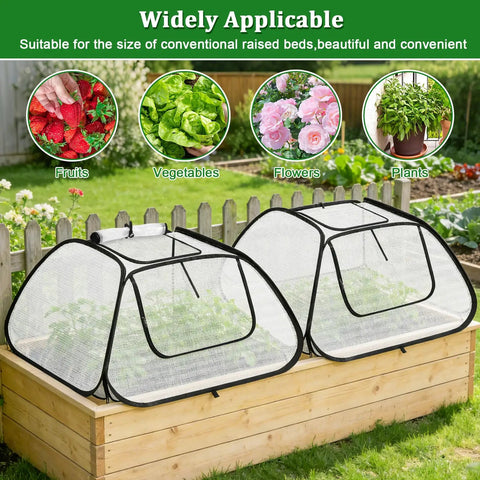 Two Pack Garden Bed Covers For 6x3 Ft Raised Beds With Zippered Openings On Sides And Top Insulated Greenhouse Style Plant Protectors For Seedlings Vegetables And Fruits Winter Frost Protection For Garden Rows
