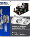 10W Refrigeration Condenser And Evaporator Motor 115V 60Hz 0.65A 1450 RPM With Base And 9 Inch Aluminum Fan Blade CCW Shaft