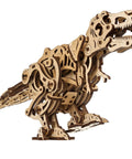 T Rex 3D Wooden Puzzle Kit for Adults With Mechanical Walking Motion DIY Dinosaur Model Automaton Kit Brain Teaser Home Decor Spring Driven Motor Realistic Predator Design Wood Craft Hobby Set, wooden T-Rex side view
