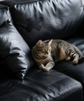 Leather Repair Tape Self Adhesive Patch Kit 3x60 Inches Black applied on sofa with cat resting nearby