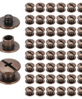 50 Pack Of M4 Chicago Screws With Six Millimeter Length And Solid Phillips Drive In Durable Red Copper Coating, display of fasteners