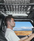 Interior view of Jeep with installed Hard Top Roof Rack Molle Panel For Wrangler JL JLU And Gladiator JT 2018 2026 No Drilling