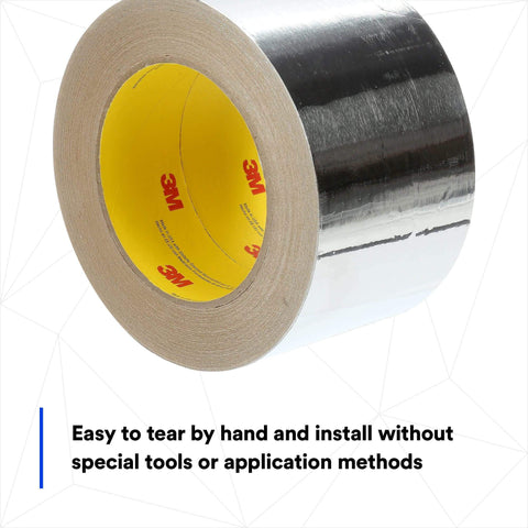 3M Aluminum Foil Tape 1521CW Silver roll, 72 mm x 45.7 m, heavy-duty cold-weather adhesive for duct sealing and insulation.