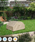 Kids Picnic Table Cover Weatherproof And Waterproof 40x40x21 Inches UV Resistant Shield covering a table in a rainy garden.