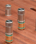 Self-Locking Table Stop Set For Workbench Holes on wooden surface, showing non-slip 20mm crafting bench stop design.